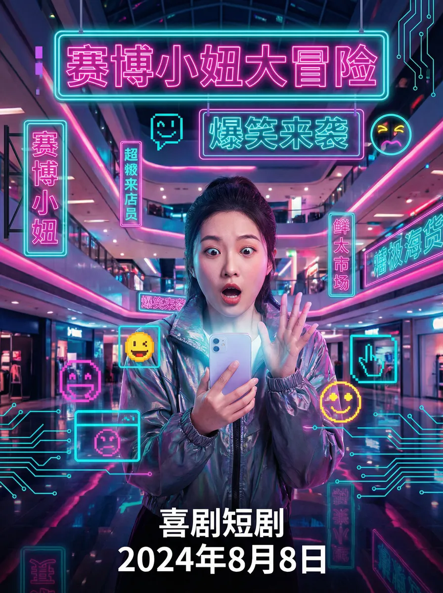 btsou 搞笑喜剧短剧 - 赛博小妞大冒险海报
